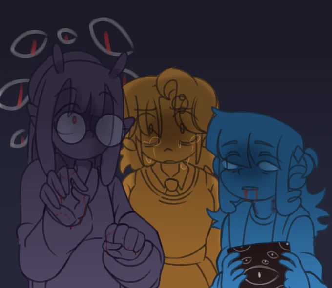 A thing i drew for a certain au i'm making with my friend rn.
They look so happy haha,i hope nothing bad happens to the-
-whoops my hand slipped. 