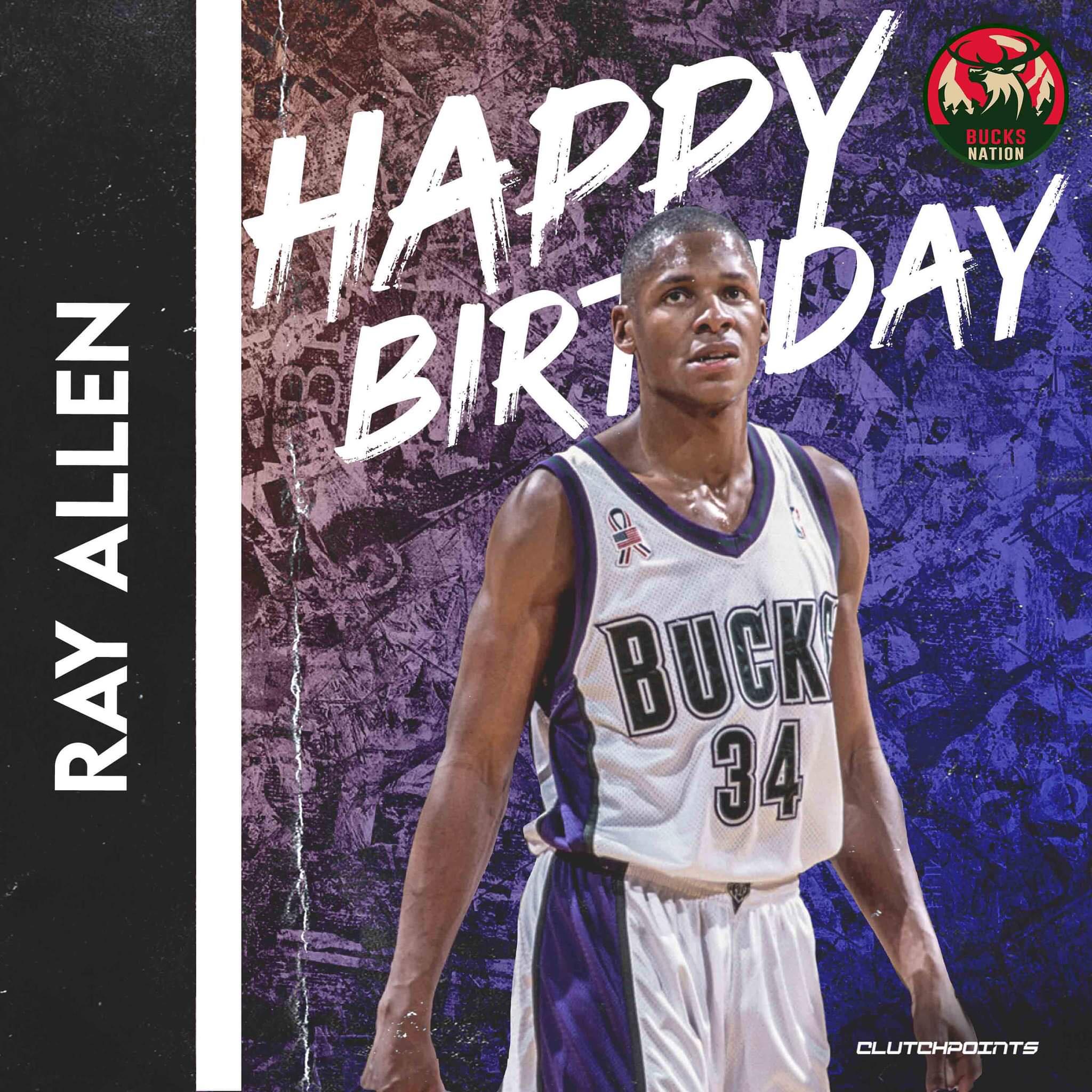 Join Bucks Nation in greeting 1997 ROY, 10x All-Star & 2x NBA Champ, Ray Allen, a happy 46th birthday!  