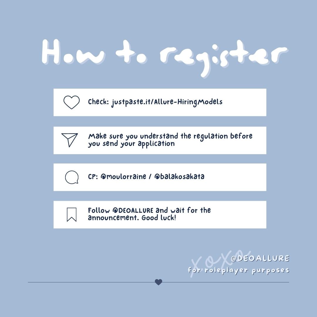 DEOALLURE's tweet image. ️️ ️
️️ ️️️ ️

ㅤ【ㅤALLURE HIRING MODELS　】

We are looking for freelance models who wants to be part of our team! You may contact us for any questions!
️️ ️
️️ ️
️️ ️ㅤ