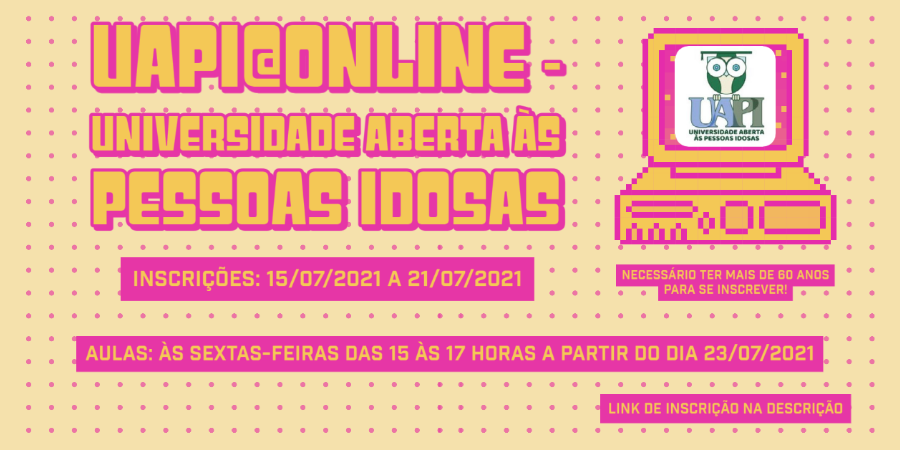 unifesp's tweet photo. ✅Tem mais de 60 anos?
Oportunidade para fazer o curso da Universidade Abertas às Pessoas Idosas (UAPI).
👉Totalmente virtual e gratuito.
📌Inscrições abertas até 21/7.
🌐Acesse: https://t.co/4w4I6auYff.
#unifesp #somosunifesp #unifespdiadema #uapi #idosas #curso https://t.co/PUWTFAwN3d