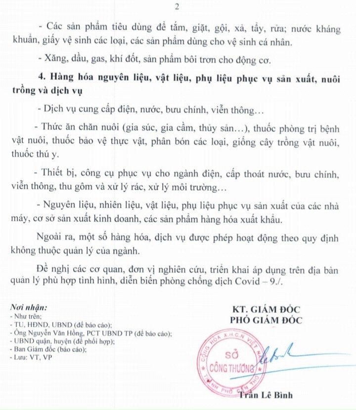 Hướng dẫn các loại hàng hóa, dịch vụ thiết yếu được phép kinh doanh khi thiết lập giãn cách xã hội theo Chỉ thị 16/CT-TTg