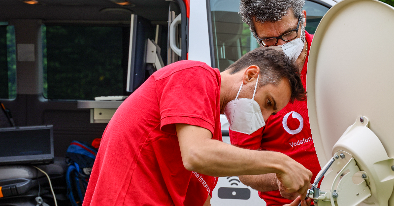 VodafoneGroup's tweet photo. .@VodafoneFdn’s #InstantNetwork volunteers &amp; tech are supporting the #FloodAid relief effort in Germany.

They are also matching @vodafone_de with a joint donation of €1m to provide emergency shelter, infrastructure &amp; food through @AktionDHilft.