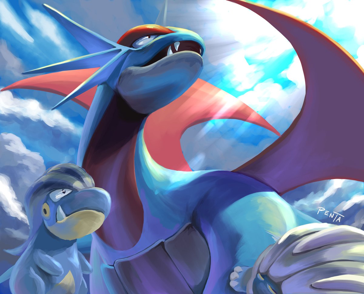 pokemon (creature) no humans cloud sky from below day fangs  illustration images
