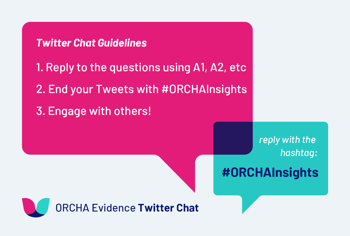 15 minutes to go until our #ORCHAInsights evidence Twitter chat!
 
Here’s how it works. There are 8 questions, tag your answers with A1, A2, etc and use the hashtag: #ORCHAInsights.
 
Let’s talk about evidence! #DigitalHealth #mHealth #HealthTech <a href="/DigitallySimon/">Simon Leigh</a> @TimAndNews