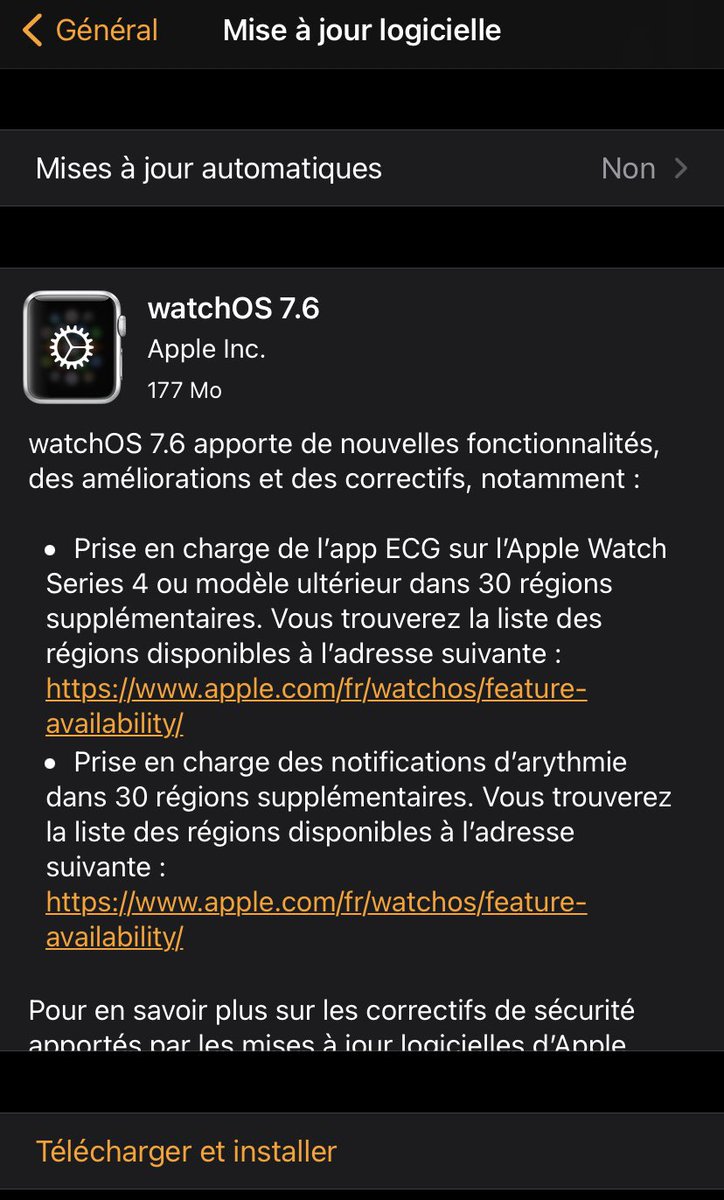 La Mise à jour watchOS 7.6 est dispo pour votre Apple Watch 
Elle apporte de nouvelles fonctionnalités, des mises à jour et des correctifs de sécurité.
Bonne installation😉 
#MiseAJour
#Apple #watchOS76 #watchOS #MaJ #AppStore #AppleWatch #Watch #applewatchseries6 #AppleWatchSE