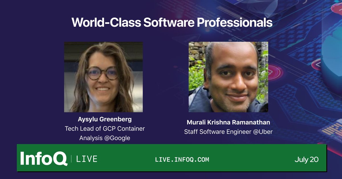 Looking forward to the #InfoQLive sessions today with @aysylu22 & Murali Krishna Ramanathan live.infoq.com/schedule/live2… #VirtualEvent #Software #Development #DevOps #Automation #ContinuousTesting #SoftwareQuality