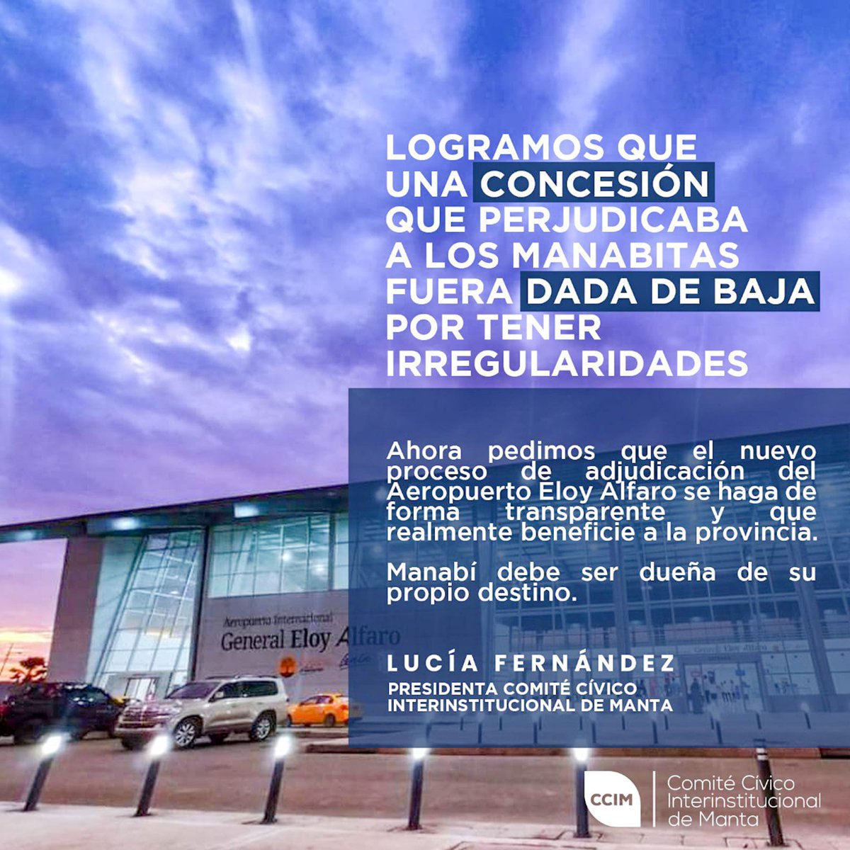 CCIMManta's tweet photo. Vamos por una concesión transparente y que beneficie a Manabí. 

#EnLaLuchaDeTodos https://t.co/Pc8IFpMpKf