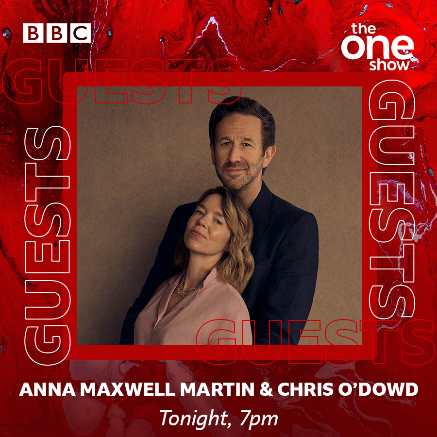 BBCTheOneShow's tweet photo. Tonight we'll be joined by Anna Maxwell Martin and Chris O'Dowd 🤩

They'll be telling us all about their new play 'Constellations' ✨

#TheOneShow | @BigBoyler https://t.co/tZJ3ysU6ak