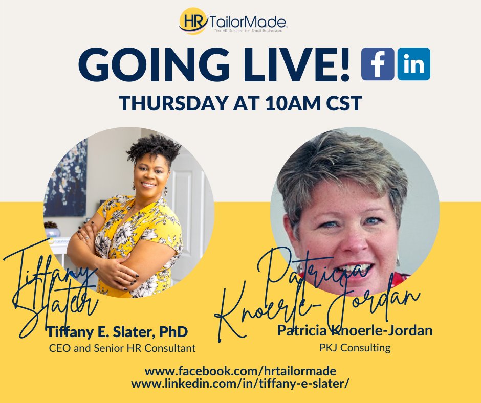 HRTailorMade's tweet photo. Calling all non-profit leaders! Tune in as we welcome Patricia Knoerle-Jordan to our weekly live on Thursday at 10am. We will be discussing the hot topic of leading a non profit organization effectively. https://t.co/t8apBqfvG9