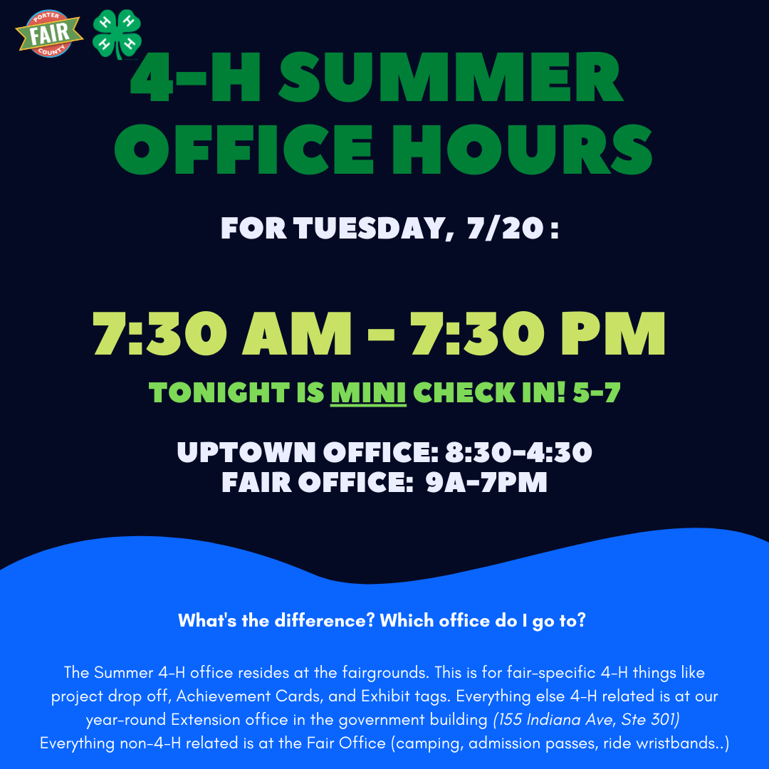 Today's 4-H Summer Office hours!