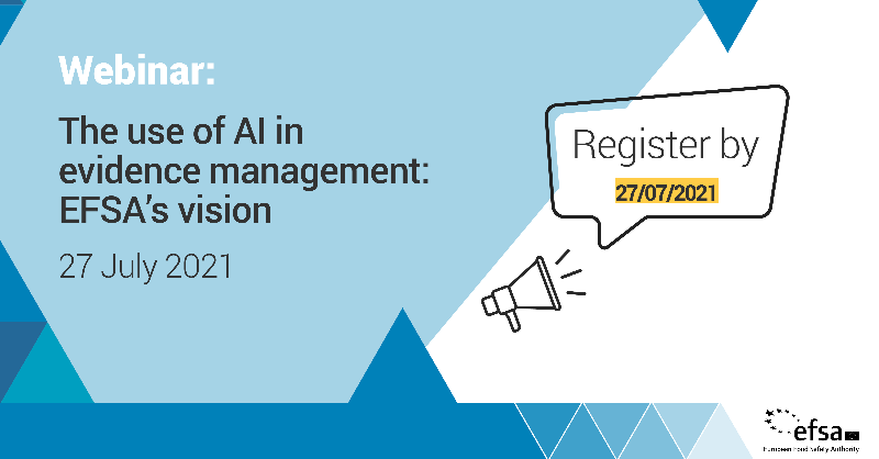 EFSA_EU's tweet photo. Are you an expert on #AI applications to evidence #ManagementProcesses? If so, don’t miss our webinar and find out more about our vision and the opportunities we have in this field!
⏰| 27/07/2021
#OpenEFSA
@PwC_EU_Services @AI4EU
