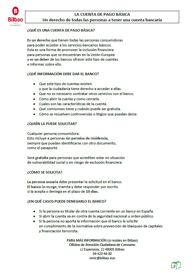 🟠Recordamos que todas las personas tienen derecho a tener una cuenta para acceder a los servicios bancarios básicos. La Cuenta de Pago Básica puede ser gratuita para las personas en situación de especial vulnerabilidad.🟠

👇Más información👇