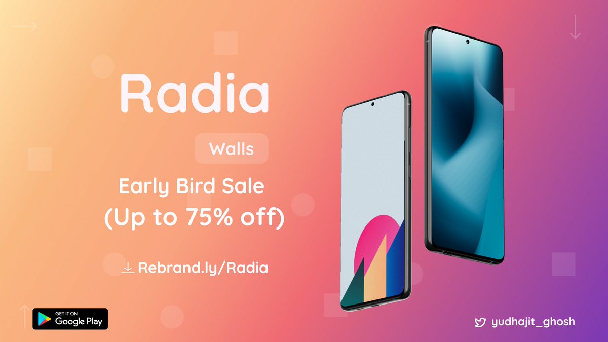 yudhajit_ghosh's tweet image. Radia Walls is Live on the Play Store 🥳

Starting off with 60 exclusive Wallpapers made by me from scratch!

Get it now:- Rebrand.ly/Radia 

What&apos;s the best part? The app is on sale for a week!

❤️ and 🔁&apos;s would be highly appreciated!