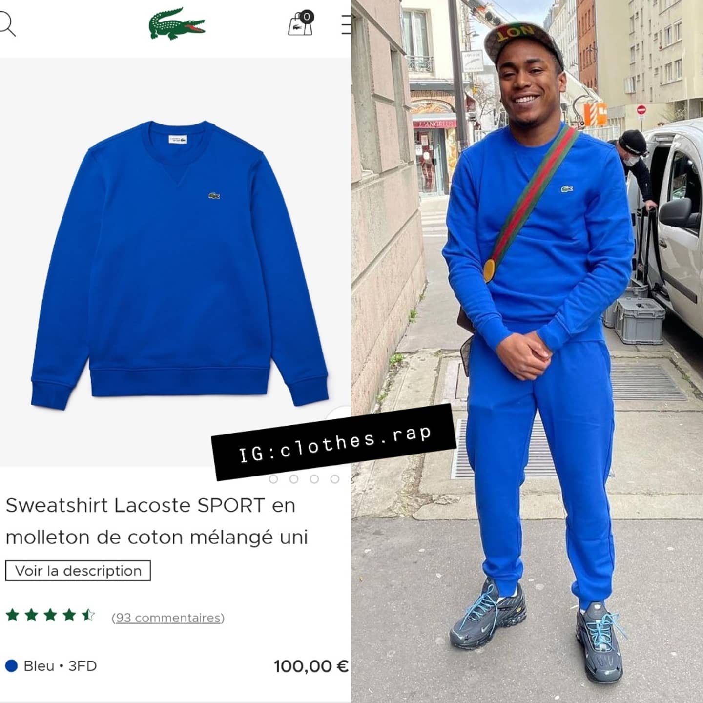 Sweatshirt lacoste sport en molleton de coton mélangé 2025 uni