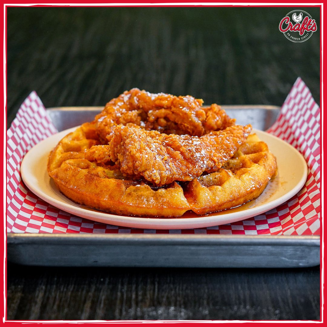 CraftsBhm's tweet photo. You get the best of both worlds with our Chicken &amp; Waffles for breakfast! 🐓🧇

#craftsbhm https://t.co/jqBTFH4N7R