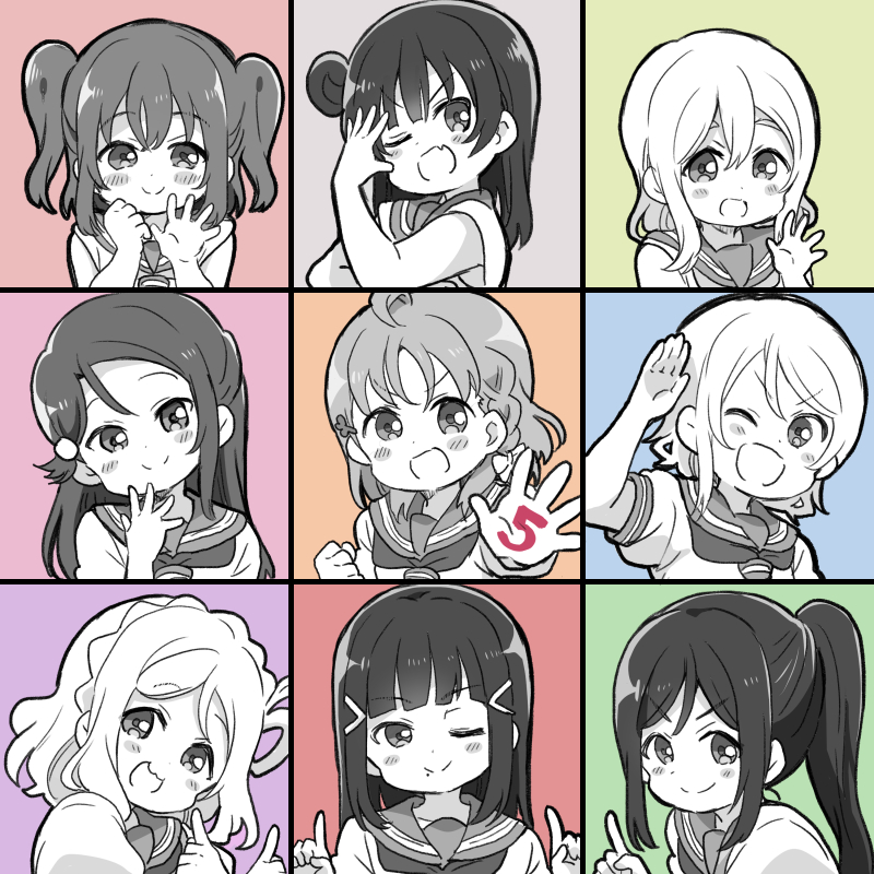 【百合】キスの日(よしまる+他) 
ぴくしぶ→https://t.co/OuNYySJKmg 

めちゃくちゃ久しぶりにサンシャイン関連の漫画と絵をまとめてきました～! 