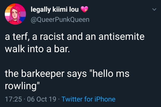 AuntieVers's tweet image. Lmfao saw JK Rowling trending and it reminded me of this banger