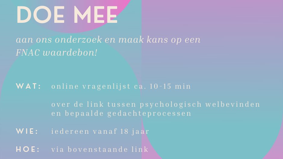 Nood aan een pauze? 
Vul onze interessante vragenlijst in!
RTs geapprecieerd 
kuleuven.eu.qualtrics.com/jfe/form/SV_cF…