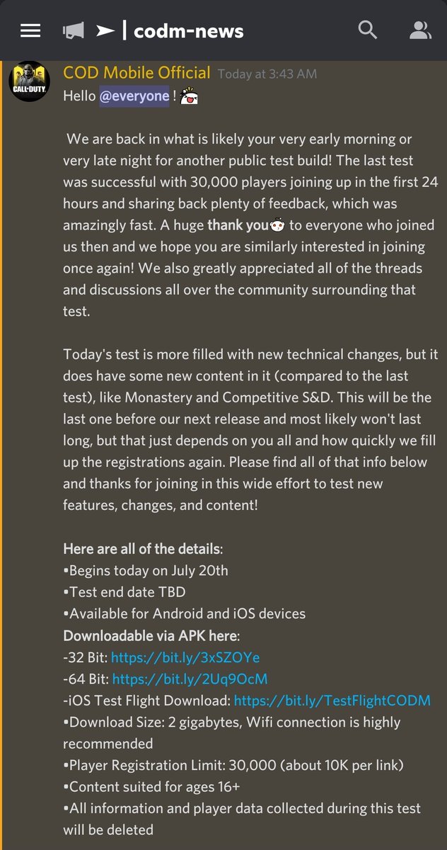 ItZTMGG's tweet image. Another Test Server for players who missed the last one. #CODMobile 
 
This was shared on our reddit and discord last night don&apos;t miss out! 

discord.gg/codmobile

reddit.com/r/CallOfDutyMo…