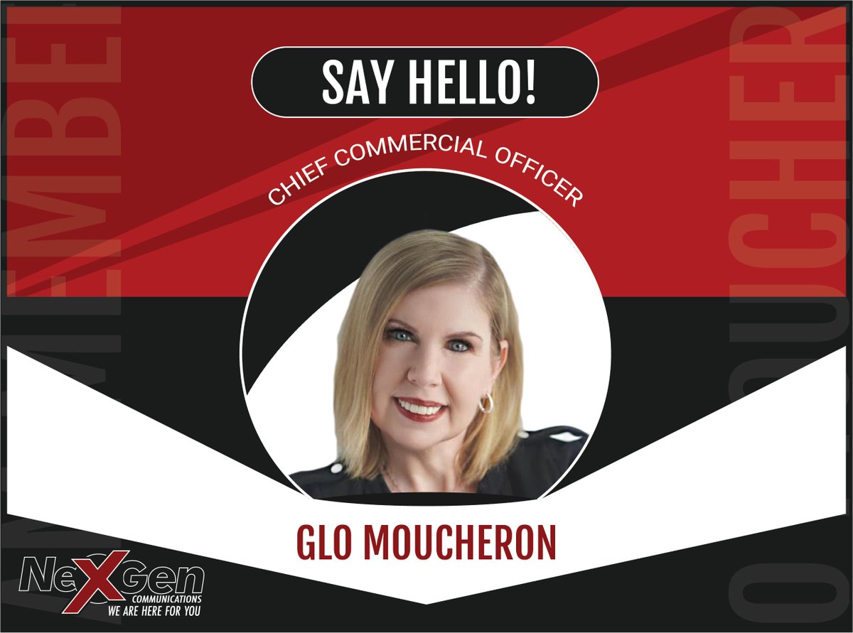 NexGen_Comm's tweet image. Meet Glo! She joins us with 25+ years of experience in Sales, Operations, Training, Strategy, Programs, &amp;amp; direct PL responsibilities.

Glo will help us serve the ongoing growth of NexGen with her passion for people, performance, &amp;amp; partnerships!

Welcome, Glo! 😊

#welcome #chief