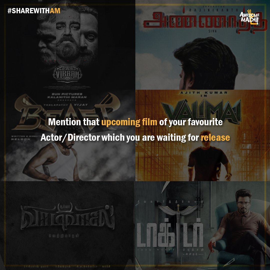 AwesomeMachi's tweet photo. Mention that upcoming film๐ฝ๏ธโค๏ธ
#ShareWithAM #BEASTFirstLook #ValimaiUpdate #AwesomeMachi https://t.co/QBgI1Sejzl