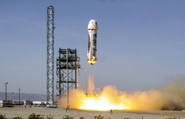 smashibusiness's tweet photo. Job done. Jeff Bezos and his crew have returned from space. #firsthumanflight https://t.co/vaBd77cKuj