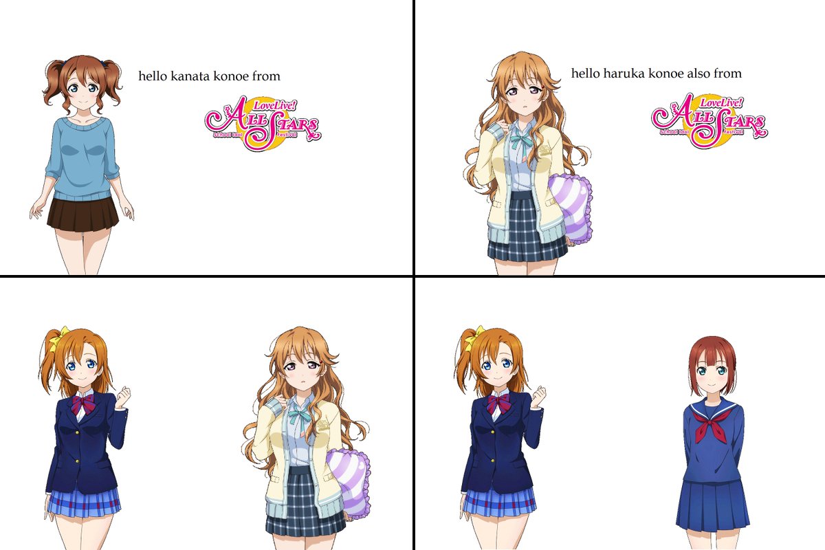 do you ever think about how haruka's the leader and most popular member of the shinonome idol club and is the force that pushed her sister kanata to join the nijigasaki idol club when she changed schools