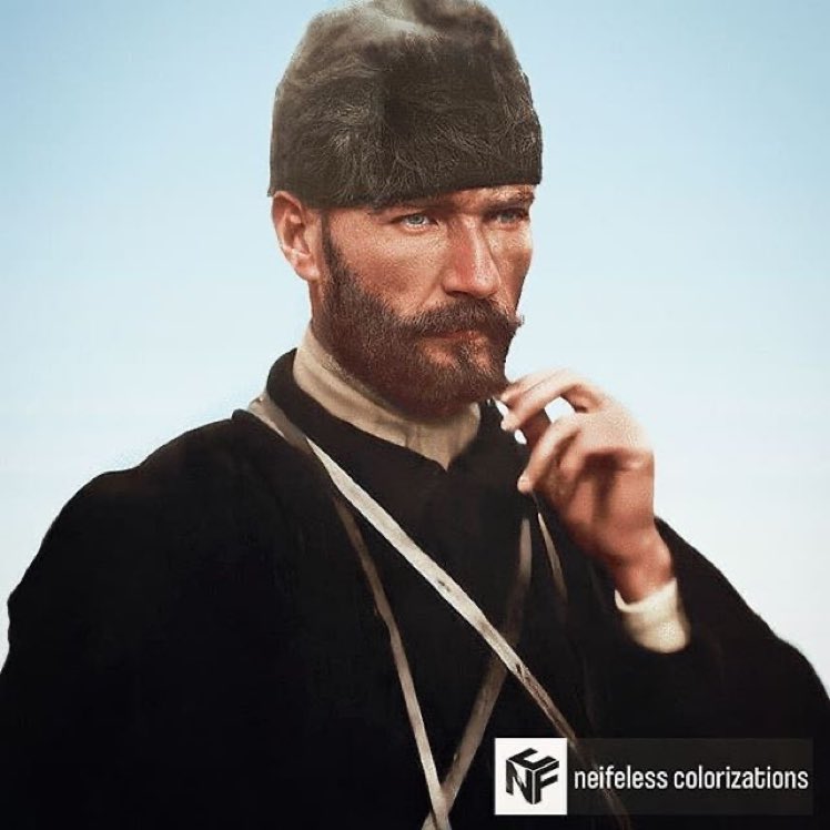 Trablusgarp Harbi Hatırası. Derne Kumandanı Kurmay Binbaşı Mustafa Kemal, 1912.