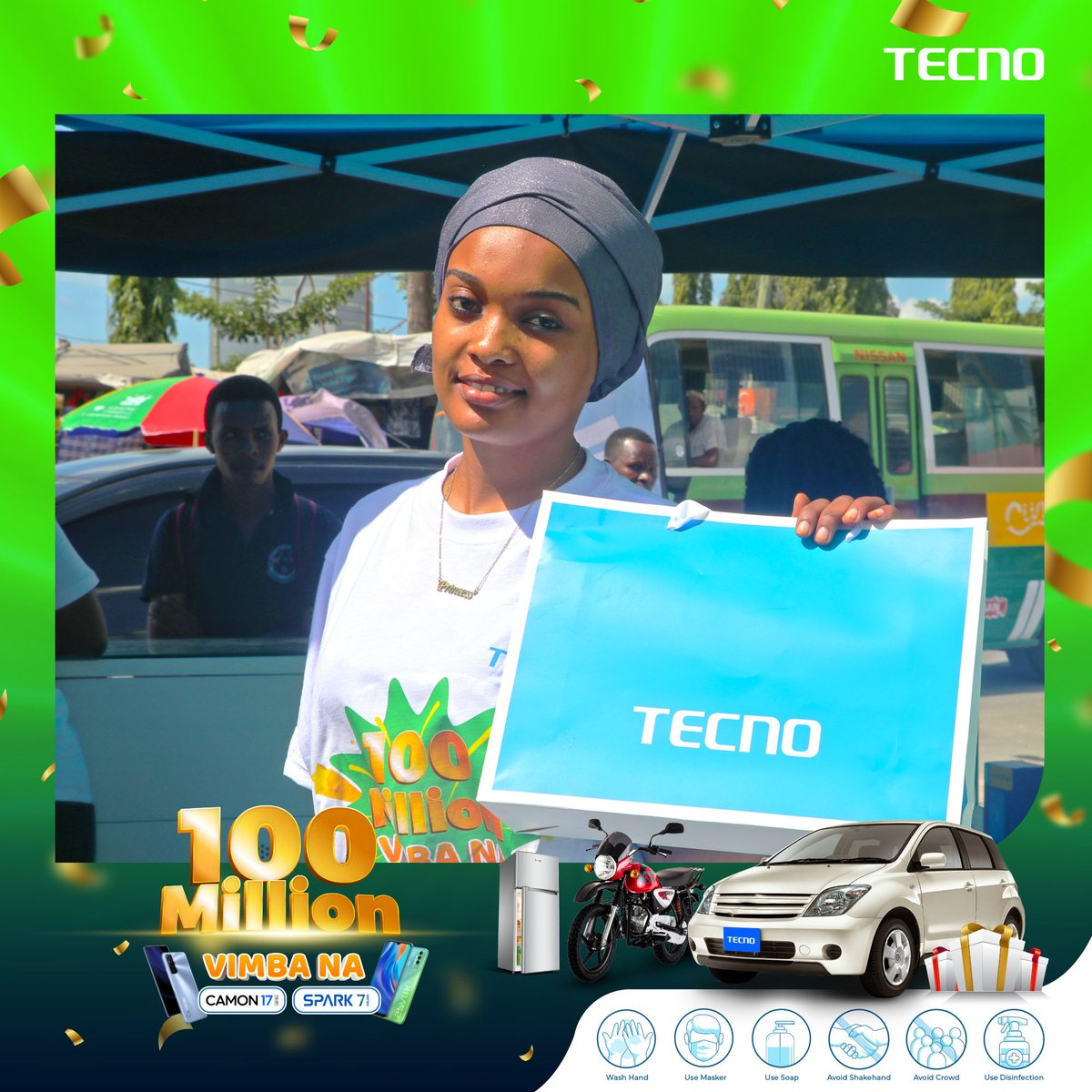 TecnomobileTZ's tweet photo. Your #dream of owning a Brand New Ride are still Valid! ππ
What you need to do is:
Buy a New #CAMON17 or #SPARK7 series Today, and Get a chance to WINπ there is still a heavy rain of instant GIFTS π§οΈπ
#VimbaSeason #promotions #tuesday https://t.co/ilaCNiqvc4