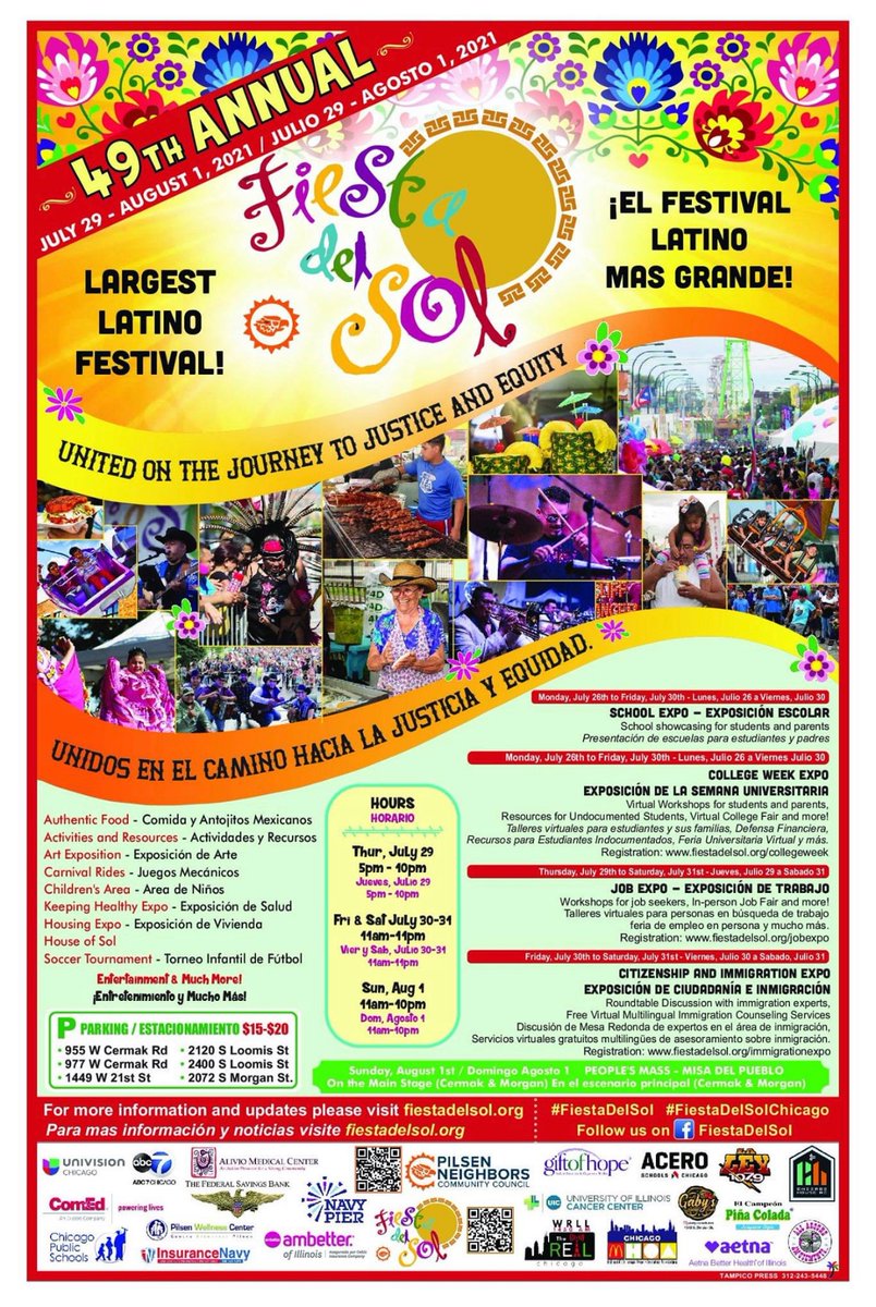 CareRelief1's tweet photo. Festivals are back in Chicago and are a great activity to engage in during the summer months. Check out Fiesta del Sol upcoming festival at https://t.co/sqGJX8XSbt #chicagoactivities #chicagomentalhealth #mentalhealthawareness https://t.co/JrJL0q2KzX
