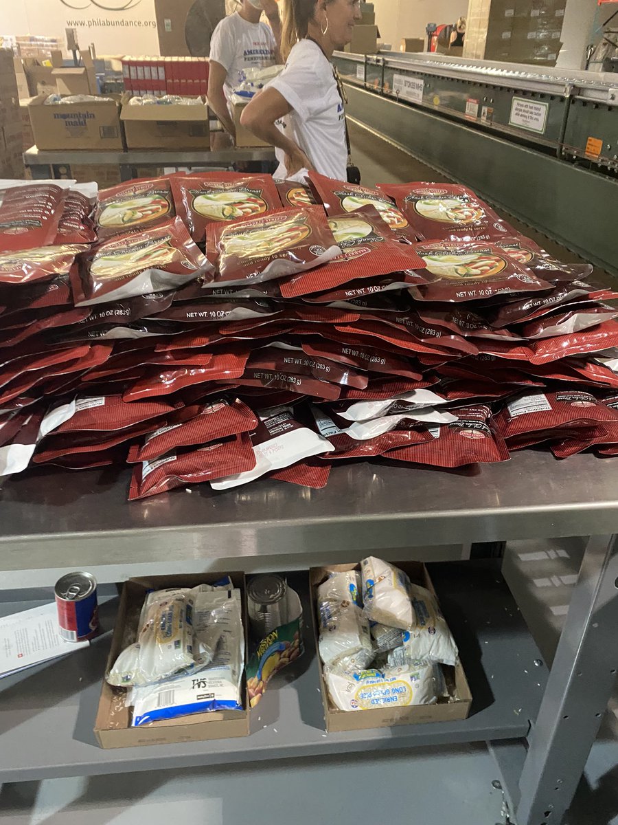 Packing food for low income seniors at Philabundance as part of the #America250PA