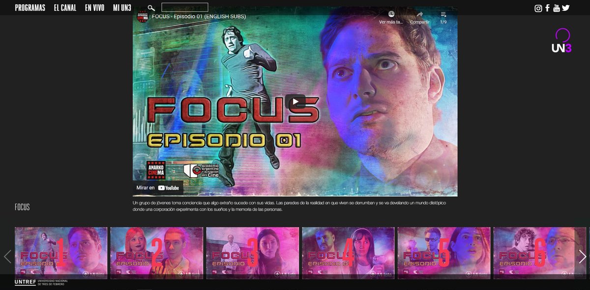 anarkocinema's tweet photo. Ya pueden ver FOCUS, mi nueva serie web en la página de UN3TV: https://t.co/dgbwUaCiIz Ciencia Ficción producida en forma autogestiva protagonizada por egresades de la @academiaargcine !! #series #seriesweb #cineargentino #scifi #scifiseries #cienciaficcion #sciencefiction #cine https://t.co/o1IVzey5aW
