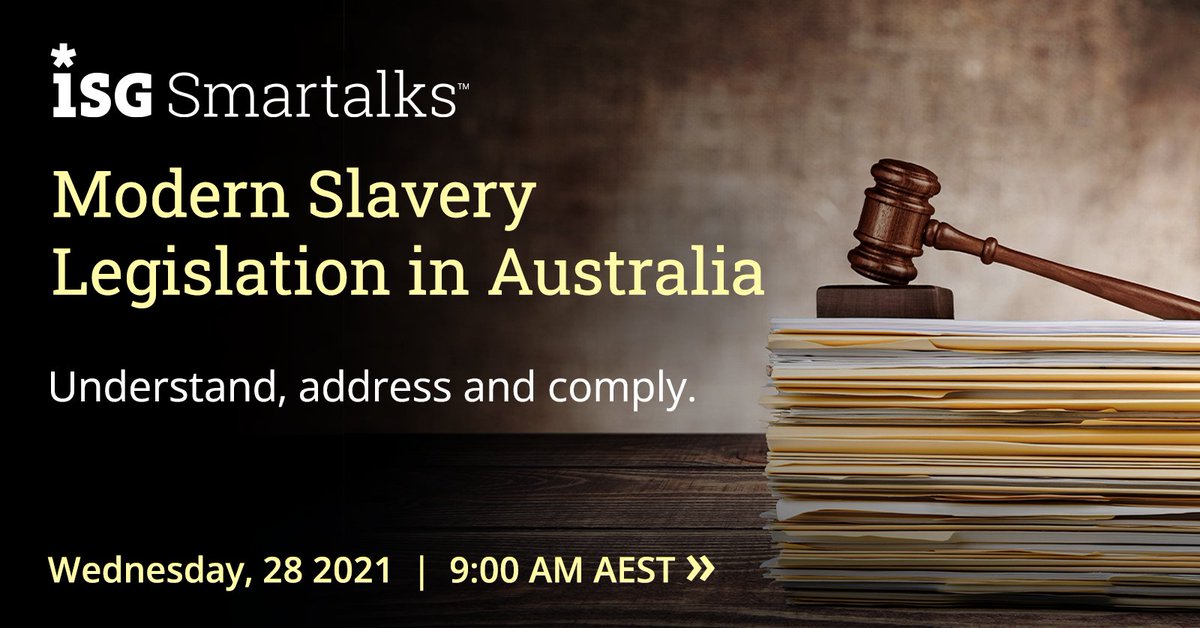 ISG_News's tweet photo. Join ISG’s @LoisCoatney & Hanne McBlain this morning at 9 a.m. AEST (7 p.m. tonight U.S. ET) for an #ISGSmartalks webinar on how procurement, #risk and governance can help global organizations ensure global #modernslavery compliance.
➡️Register now: https://t.co/TMGPt1mef7 https://t.co/XoMdVaLri5
