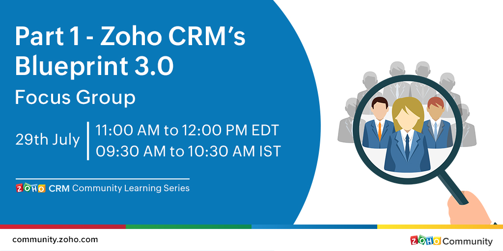 ZohoCommunity's tweet image. Get a first-hand walkthrough of @ZohoCRM&apos;s  Blueprint 3.0 that comes with an array of varied new features and enhancements. Register for the free #FocusGroup webinar now: zcu.io/gzt8 

#CommunityLearningSeries 
#CRM #SalesProcessAutomation
