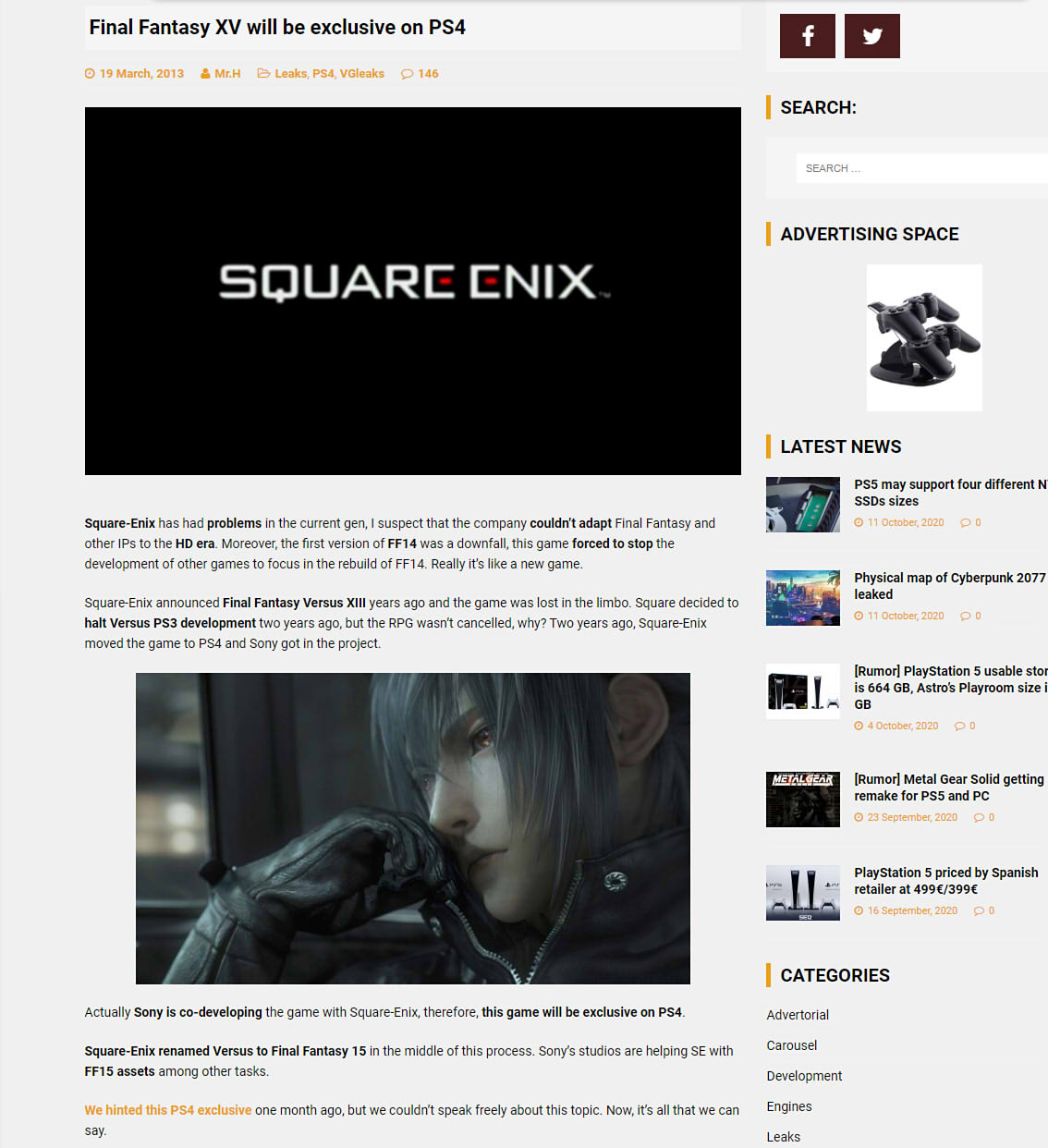 Final Fantasy Vesrus Xiii Leaks ファイナルファンタジーヴェルサス13 リーク 日本語訳 Twitter