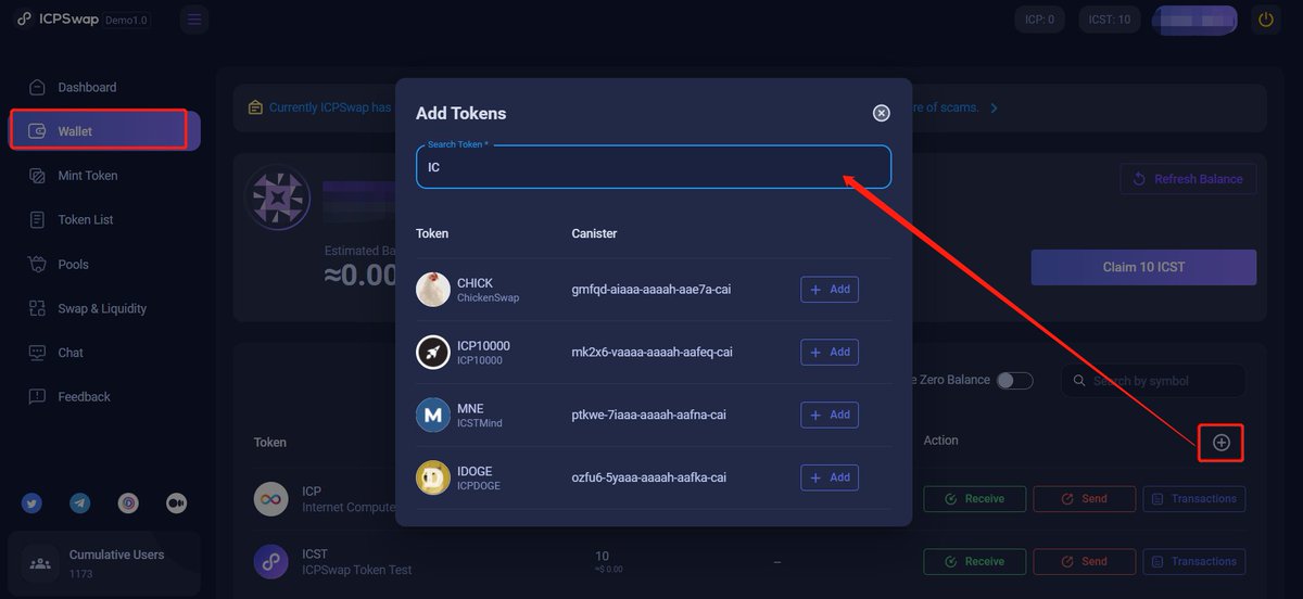 ICPSwap's tweet photo. In less than an hour and a half, 1000+ users have already used the ICPSwap DEMO. 
Thank you for your support and participation.
Reminder, If you receive some minted tokens from who has executed his/her Mint Token authority, you need to add tokens to your wallet to see this token. https://t.co/z0FjRHFuxR