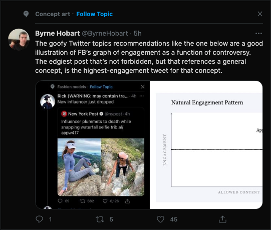 jonwiththewind's tweet photo. @ByrneHobart Twitter topic recommendations may have become self-aware: https://t.co/eaDkkFpX4l