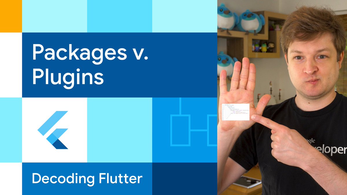 FlutterDev's tweet image. 🎁 Packages vs. Plugins 🔌
Catch @Fitzface on #DecodingFlutter as he explains the difference between the two and learn how these bundles of code contribute to your app's functionality.
Watch 👉 goo.gle/3xW73OS