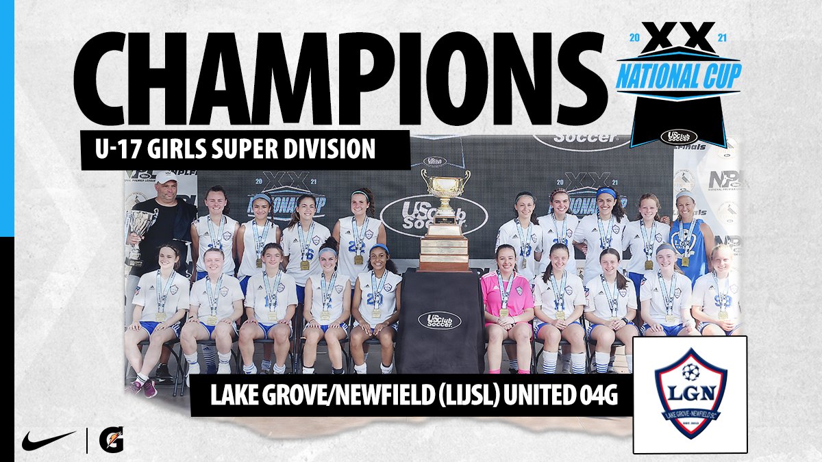 USClubSoccer's tweet photo. @DKSC_official @AztecSoccerMA @GFRsoccer @BaysideFC_RI @PSC_Soccer 🏆 U-17 Girls #NationalCupXX Super Division Champions, Lake Grove-Newfield! https://t.co/KR1CsDKxTD