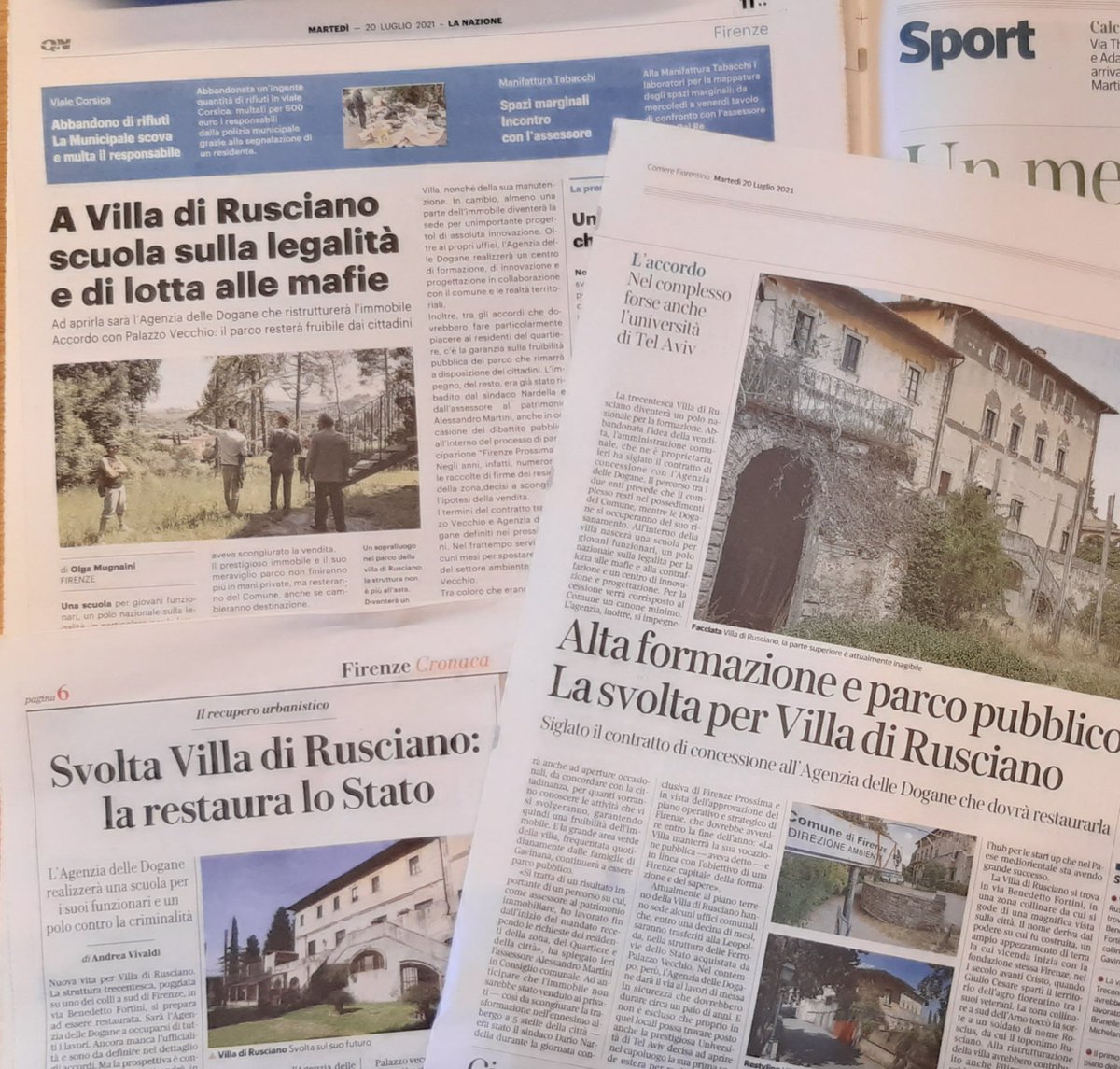 Buone notizie per Villa di Rusciano. Grazie all'intesa  con Agenzia delle Dogane,  che farà i lavori, l'immobile ospiterà un polo della #formazione e il parco resterà aperto per i cittadini. Un importante risultato ottenuto grazie all'impegno di tutti #Firenze