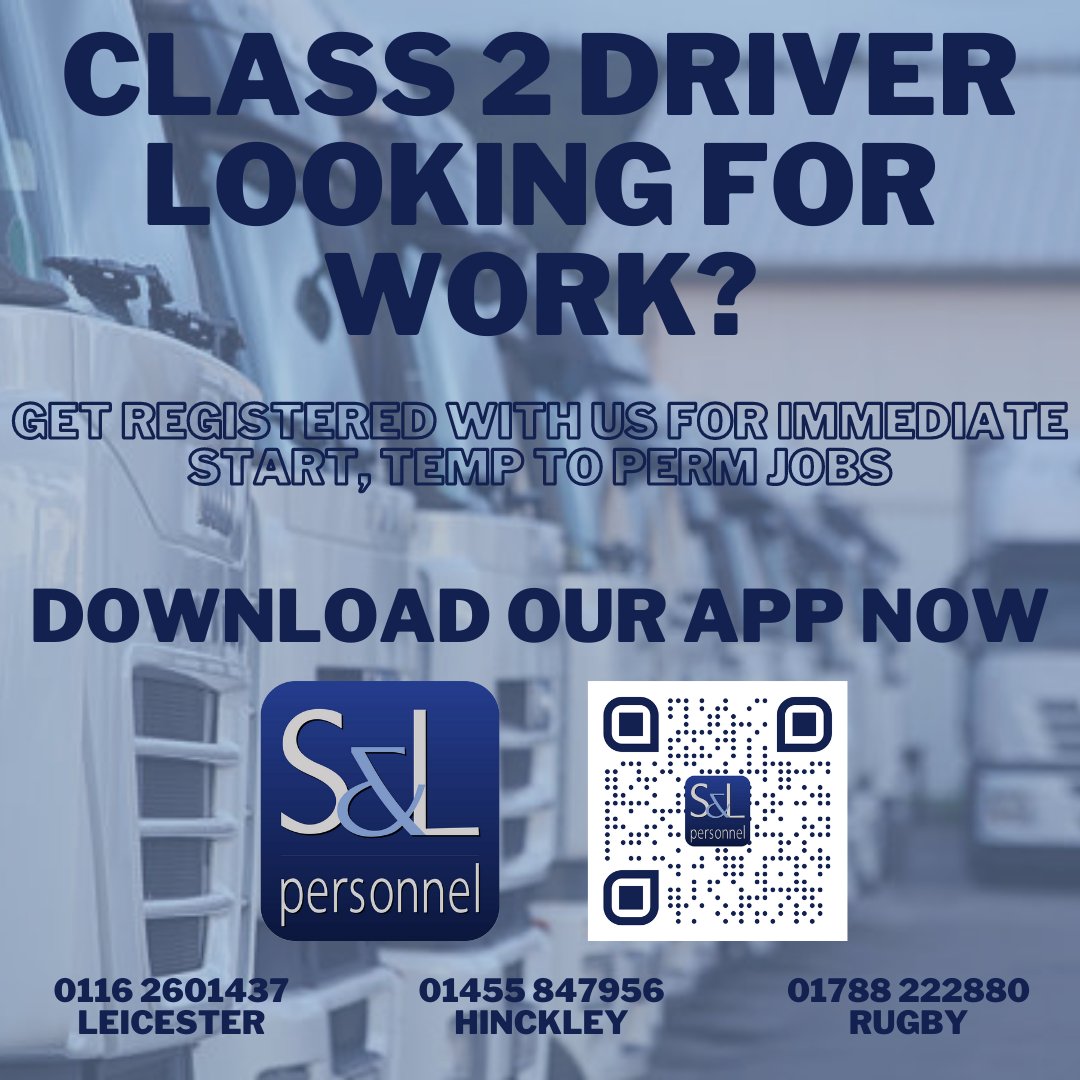 TheRecStn's tweet image. ARE YOU A CLASS 2 DRIVER LOOKING FOR WORK❓ 👀 
Get registered with us for immediate start, temp to perm jobs!
DOWNLOAD OUR APP NOW📲 
#SLPrecruitment #Class2Driver #ImmediateStartJob #TempWork #PermanentWork #RecruitmentAgency #Recruitment