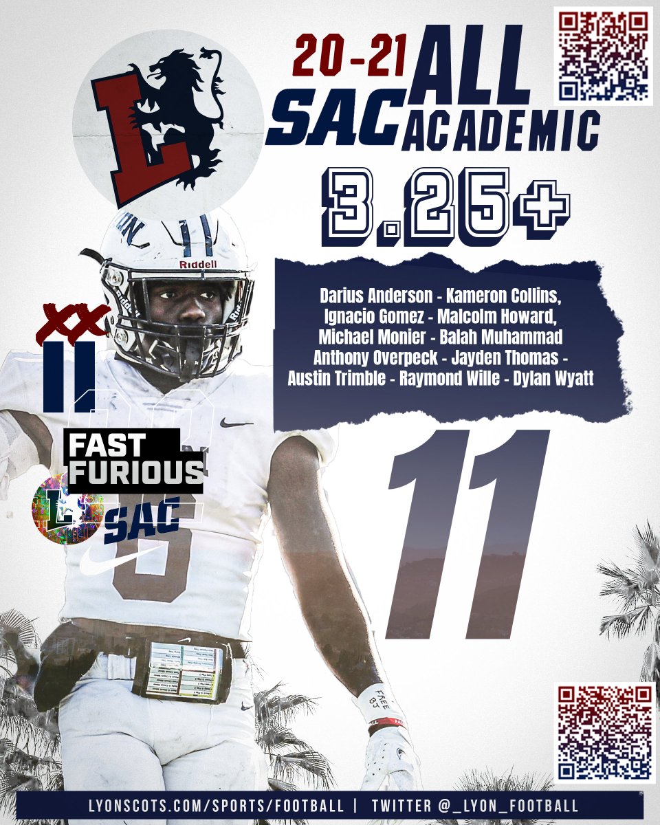 LyonScotsFB's tweet photo. Today the Sooner Athletic Conference announced that 11 Scot Football Players received All Academic Honors, in 20-21' Fall Sports Cycle. Each player earned a GPA of 3.25 or better during this time. #LyonWay continuing to grow academically & athletically!! #PurposeDriven #LyonMade https://t.co/xkECCBcXXW