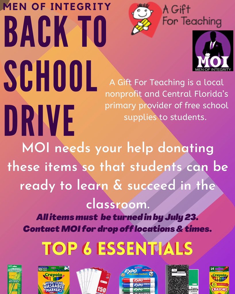 MOI_UCF's tweet photo. This weeks service with MOI consists of a Back to School Drive 🎒✏️! We would appreciate your support this week. If you would like to contribute, the drop off box is located in MOI BSCC cubicle. Also, if you donate you can receive a FREE side at our upcoming MOI BBQ! 👀 https://t.co/dmoBpdIBiU
