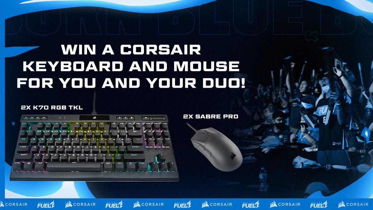 DallasFuel's tweet image. we love you guys! this one&apos;s for you 💙🤍💙

enter to win two K70 RBG TKL Keyboards and two Sabre Pros, one set for you and one set for your duo!

RT, like, follow us, follow @CORSAIR, and tag your duo below!