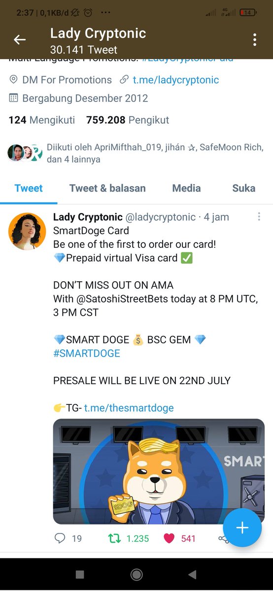 Raden196's tweet photo. @ladycryptonic @CashDogeToken 🙏🙏🙏🙏 https://t.co/mC69gTFvcc