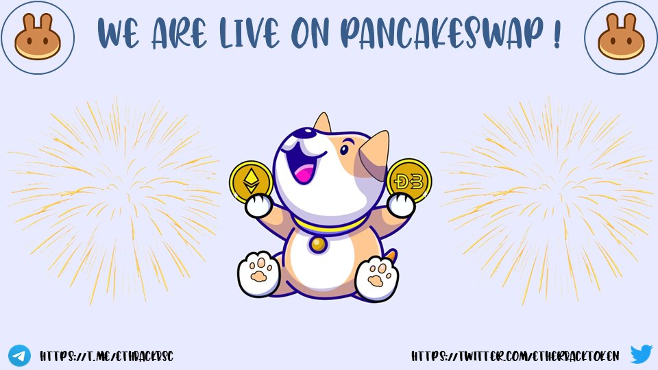 EtherBackToken's tweet photo. 🥞OFFICIAL LAUNCH ON PANCAKESWAP🥞
We have officially lauched on PANCAKESWAP ! 🥳🥳
Thanks for the support from everyone !!

#EtherBack
#DogeBack
#Ethereum https://t.co/FsrPBhqy08