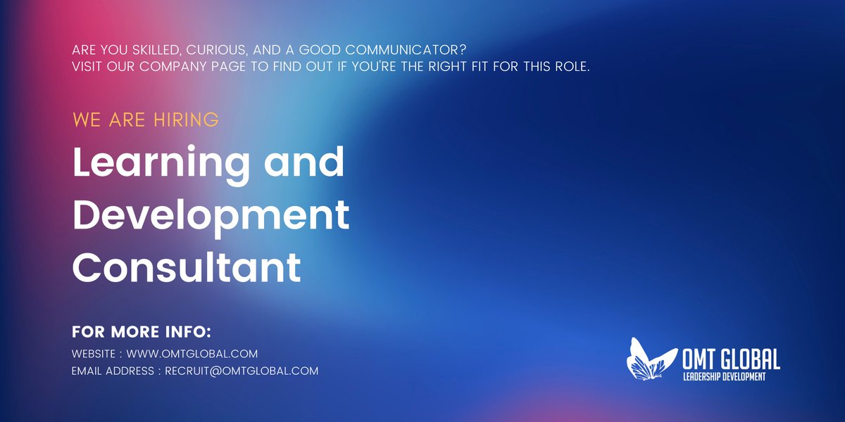 ***WE'RE HIRING*** 
<a href="/omt_hq/">OMT Global</a>
 is seeking a Learning and Development Consultant to join our team.

If you are interested, please get in touch or find out more: lnkd.in/dBDhnwP

Applications close on 22nd August 2021.

#learninganddevelopment #wearehiring  #hr #jobfairy