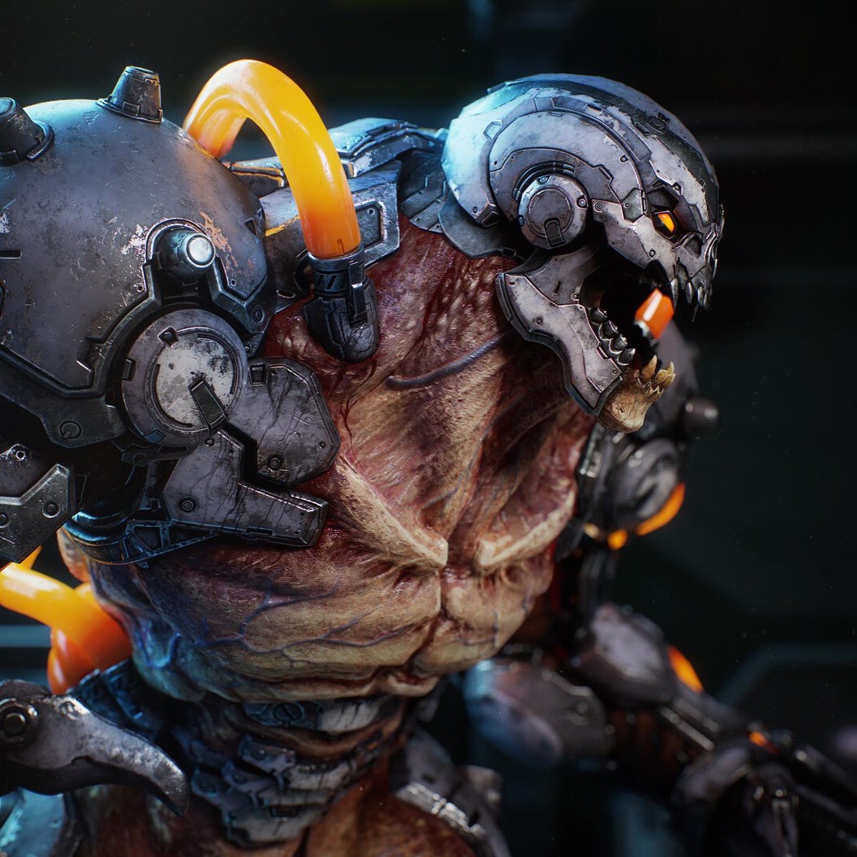 _Jason_Martin's tweet photo. Mr Dreadknight! A few renders of this guy. Concept by Jon Lane.  Modeling/texturing myself. #doom #doometernal #creature #demon #hell #mars #metal https://t.co/u8sByXUE17