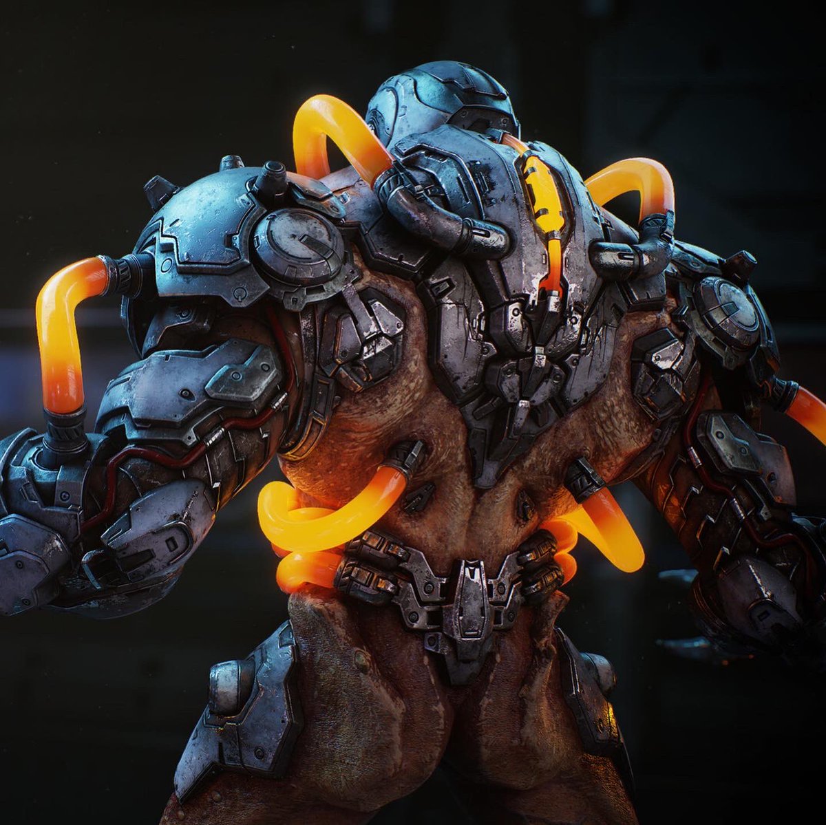 _Jason_Martin's tweet photo. Mr Dreadknight! A few renders of this guy. Concept by Jon Lane.  Modeling/texturing myself. #doom #doometernal #creature #demon #hell #mars #metal https://t.co/u8sByXUE17