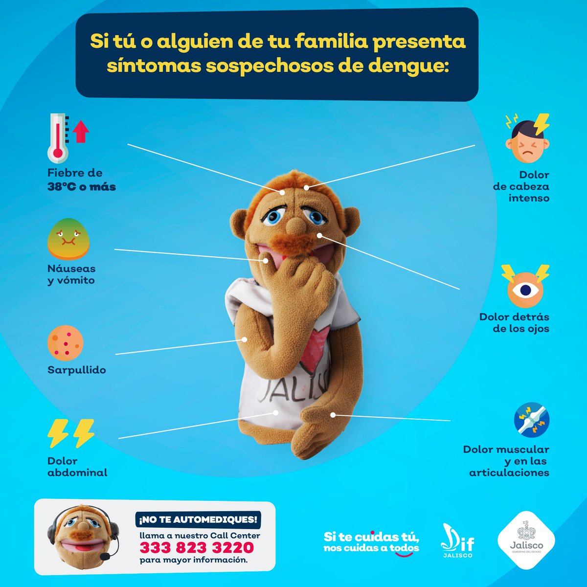 difchapala's tweet photo. Los síntomas del dengue son diversos, todas las personas tienen un malestar general en el que la fiebre, falta de apetito, dolor de cabeza y ojos son muy recurrentes.
Te recomendamos no automedicarte y acudir a consulta médica. https://t.co/HsQ0AMy1oW